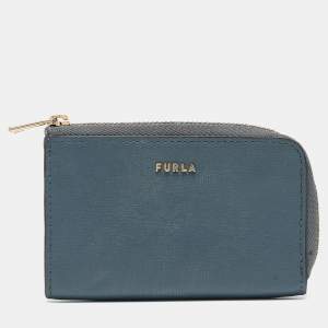 Furla Blue Leather Babylon Zip Around Key Case