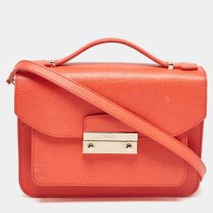 Furla Orange Leather Metropolis Top Handle Bag