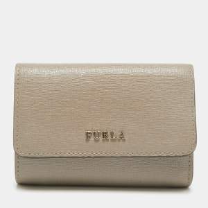 Furla Grey Leather Trifold Compact Wallet