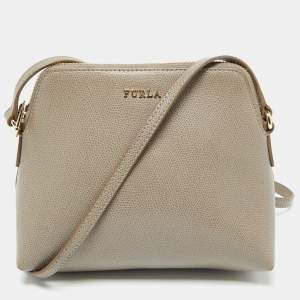 Furla Taupe Grey Leather Camelia Crossbody Bag