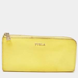 Furla Yellow Leather Zip Continental Wallet