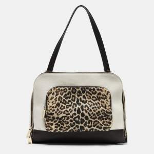 Furla Multicolor Leather Leopard Print Detail Satchel