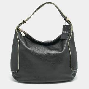 Furla Black Leather Zip Hobo