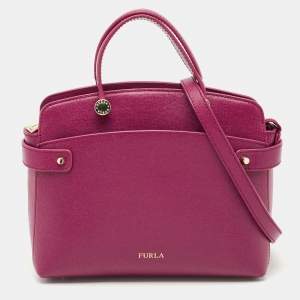 Furla Magenta Leather Agata Satchel