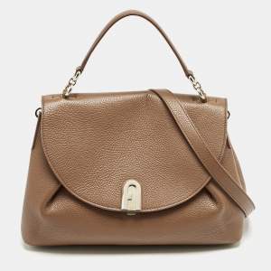 Furla Brown Leather Sleek Top Handle Bag
