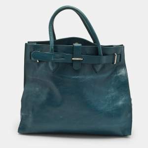 Furla Teal Green Leather Large Greta Tote
