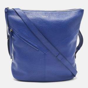 Pre Owned Furla Blue Leather Zipped Shoulder Bag