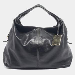 Pre Owned Furla Black Leather Elisabeth Hobo