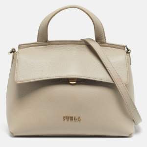 Pre Owned Furla Light Beige Leather Niki Top Handle Bag