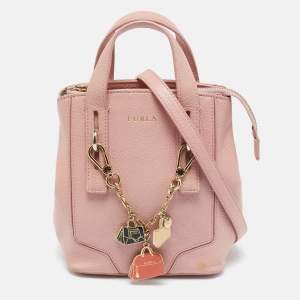 Pre Owned Furla Pink Leather Perla Crossbody Bag