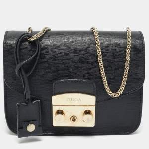 مملوكة مسبقًا Furla Metropolis Mini Black Leather Crossbody Bag