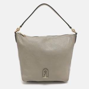 Pre Owned Furla Atena Grey Leather Hobo