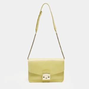 مملوكة مسبقًا Furla Metropolis Yellow Leather Shoulder Bag