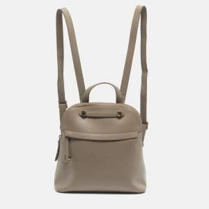 Pre Owned Furla Piper Grey Leather Backpack