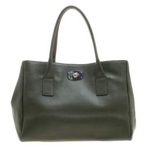 Pre Owned Furla Moosy Green Leather Appaloosa Tote