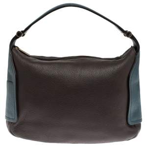 Pre Owned Furla Two Tone Leather Top Zip Hobo 