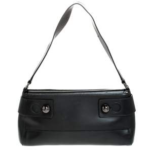 Pre Owned Furla Black Leather Shoulder Bag