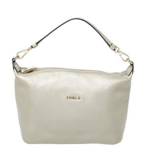 Pre Owned Furla Metallic Gold Leather Shoulder Bag