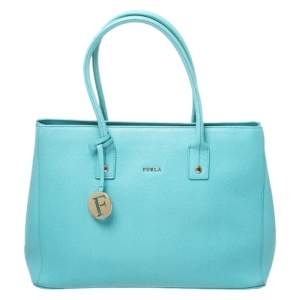 Pre Owned Furla Mint Green Leather Linda Tote