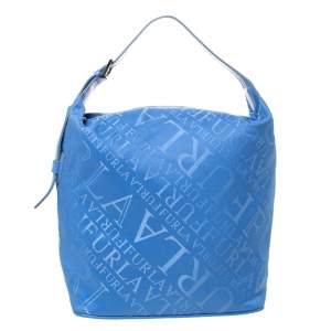 Pre Owned Furla Blue Nylon and Leather Hobo 