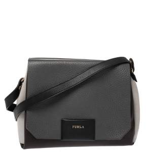 Pre Owned Furla Multicolor Leather and Patent Leather Crossbody Bag