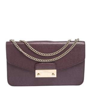 Pre Owned Furla Burgundy Leather Metropolis Shoulder Bag