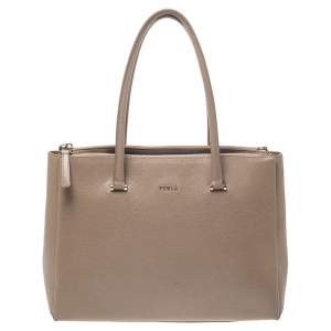 Pre Owned Furla Beige Leather Large Lotus Tote