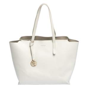 Pre Owned Furla White Leather Sally Tote