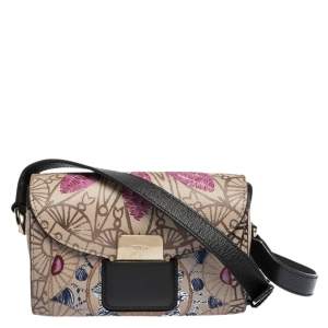Pre Owned Furla Multicolor Printed Coated Canvas Flap Crossbody Bag