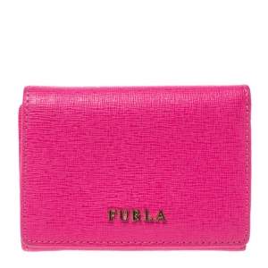 Pre Owned Furla Pink Leather Babylon Trifold Wallet