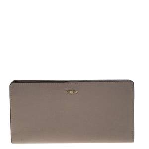 Pre Owned Furla Grey Leather Zipped Continental Wallet