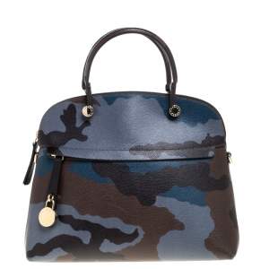 Pre Owned Furla Multicolor Camo Leather Piper Dome Satchel