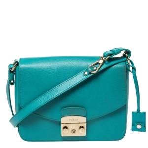 Pre Owned Furla Turquoise Leather Metropolis Shoulder Bag