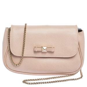 Pre Owned Furla Beige Leather Chain Shoulder Bag