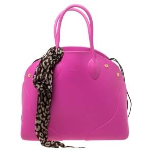 Pre Owned Furla Pink Rubber Bugatti Satchel