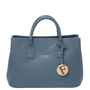 Pre Owned Furla Dark Grey Leather Small Linda Tote