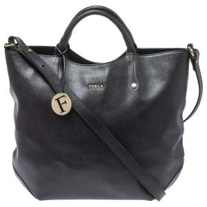 Pre Owned Furla Black Leather Alissa Tote