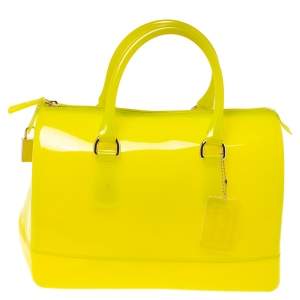 Pre Owned Furla Yellow Rubber Candy Satchel
