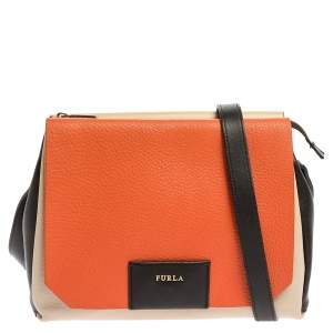 Pre Owned Furla Tri Color Leather Meridienne Shoulder Bag