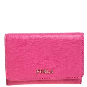 Pre Owned Furla Pink Leather Babylon Card Holder