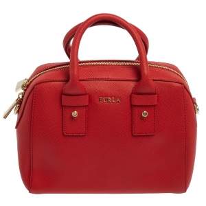 Pre Owned Furla Red Leather Small Allegra Satchel