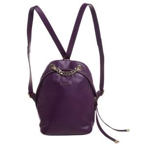 Furla Purple Leather Mini Spy Backpack 