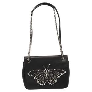 Pre Owned Furla Black Leather Deliziosa Flap Shoulder Bag