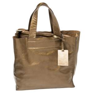 Pre Owned Furla Olive Green Patent Leather Divide It Tote