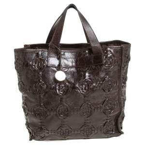 Pre Owned Furla Dark Brown Woven Leather Divide It Tote