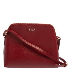 Pre Owned Furla Red Leather Boheme Crossbody Bag