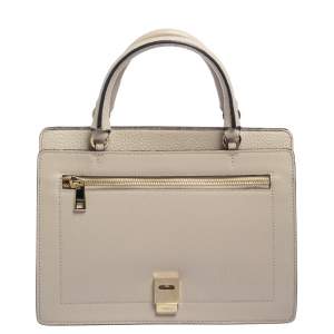 Pre Owned Furla Beige Leather Like Top Handle Bag