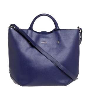 Pre Owned Furla Purple Leather Alissa Tote