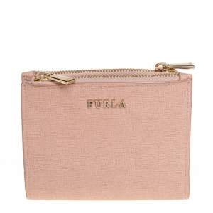 Pre Owned Furla Pink Leather Compact Wallet
