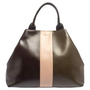 Pre Owned Furla Tri Color Leather Tote